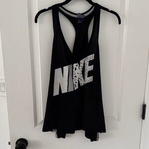 Nike Women's Black and White Graphic Tank Top